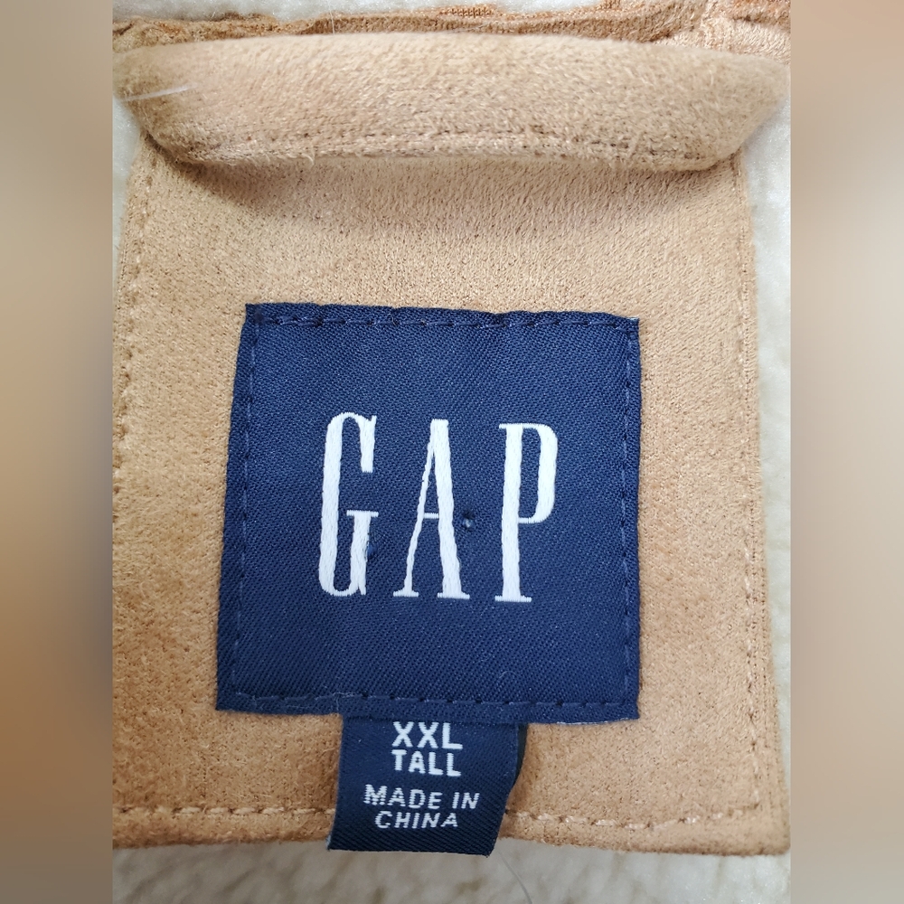 Gap Women's XXL Tall Vegan Suede Sherpa-Trim Jacket Brannan Brown NWT - Picture 2 of 15